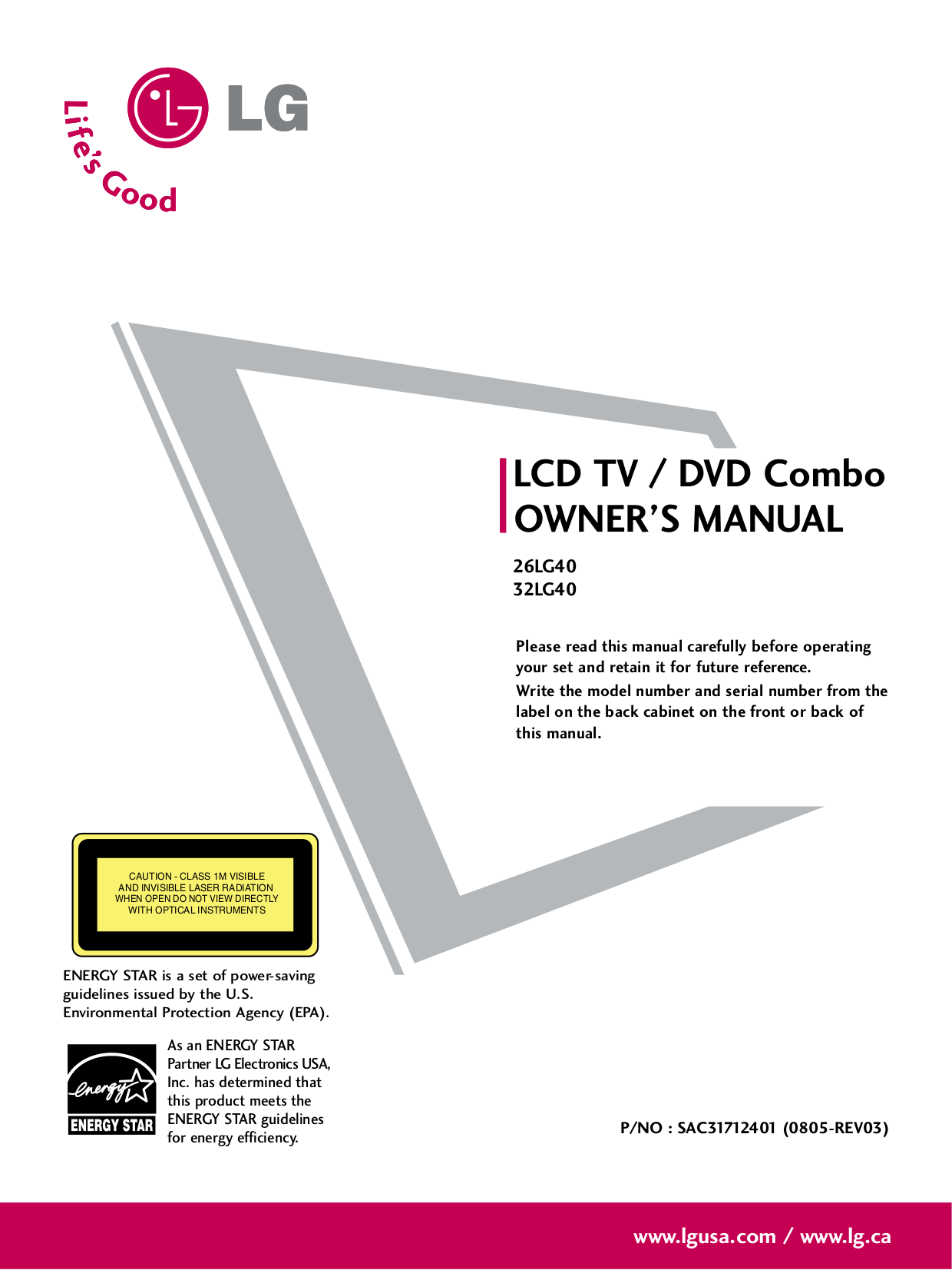 Download free pdf for LG 32LG40 TV manual